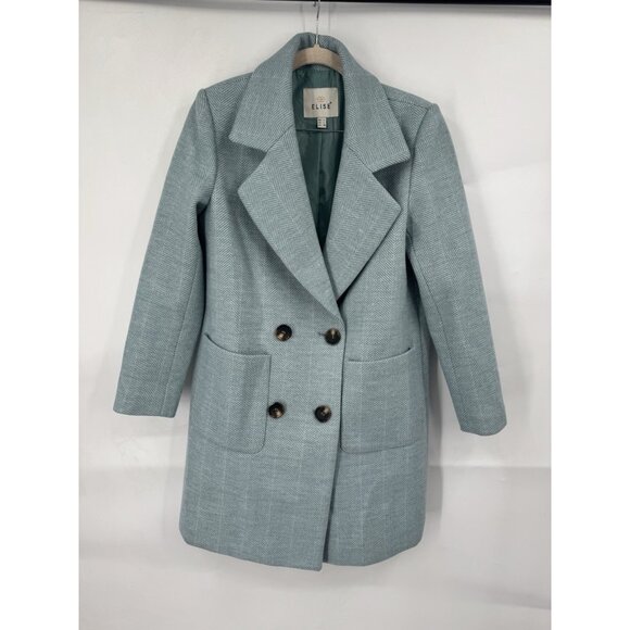Elise Wool Blend Pea Coat Women Large Mint Double Breasted Modern Normcore - Picture 1 of 8